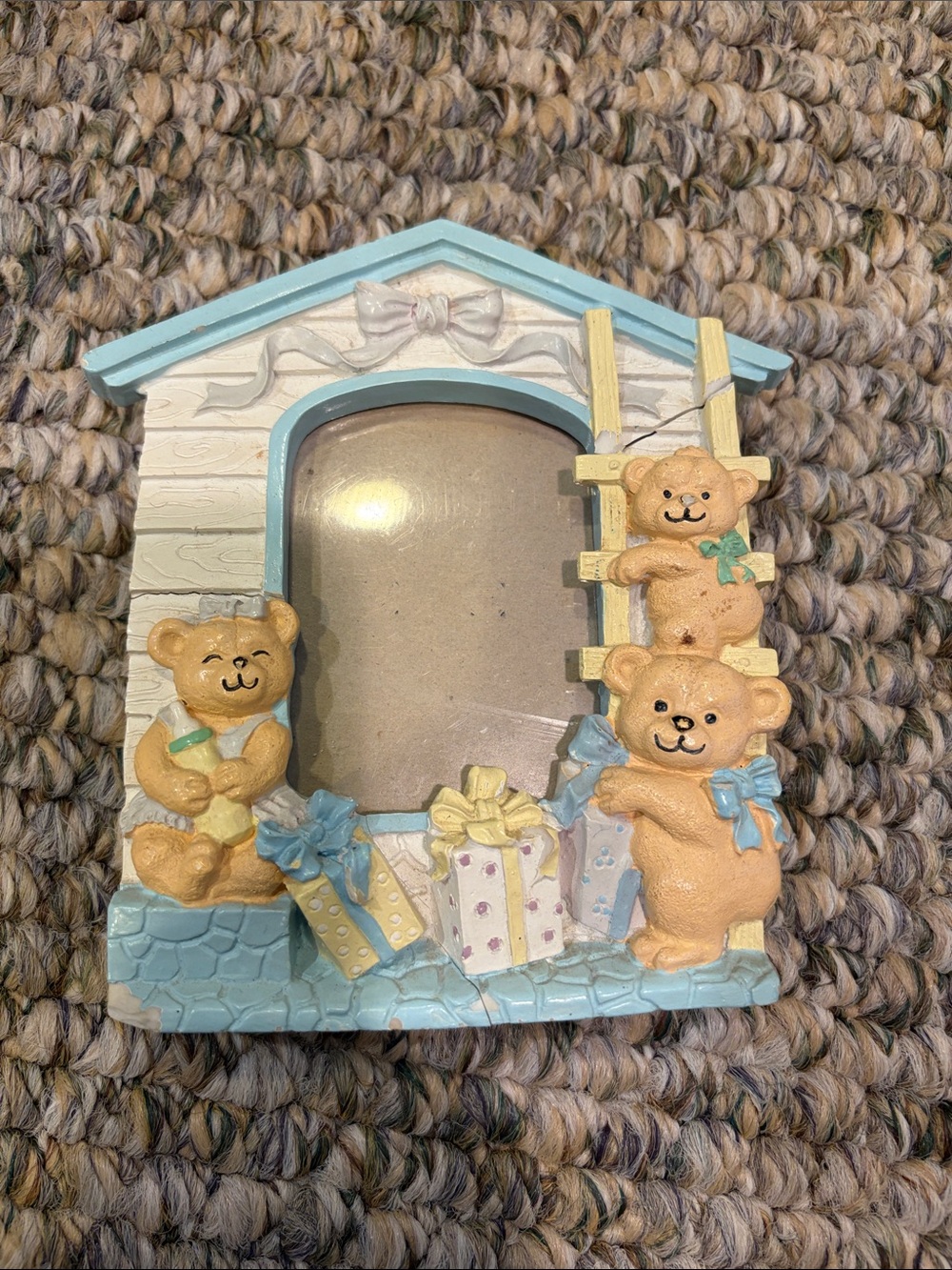 Target Blue and Cream Teddy Bear Photo Frame